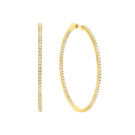 Crislu Small Pave Hoop Earring Finished In 18kt Yellow Gold 