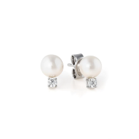Crislu Accented Pearl Stud Earrings Finished in Pure Platinum