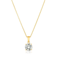 Crislu Royal Brilliant Cut Pendant Necklace Finished in 18kt Yellow Gold